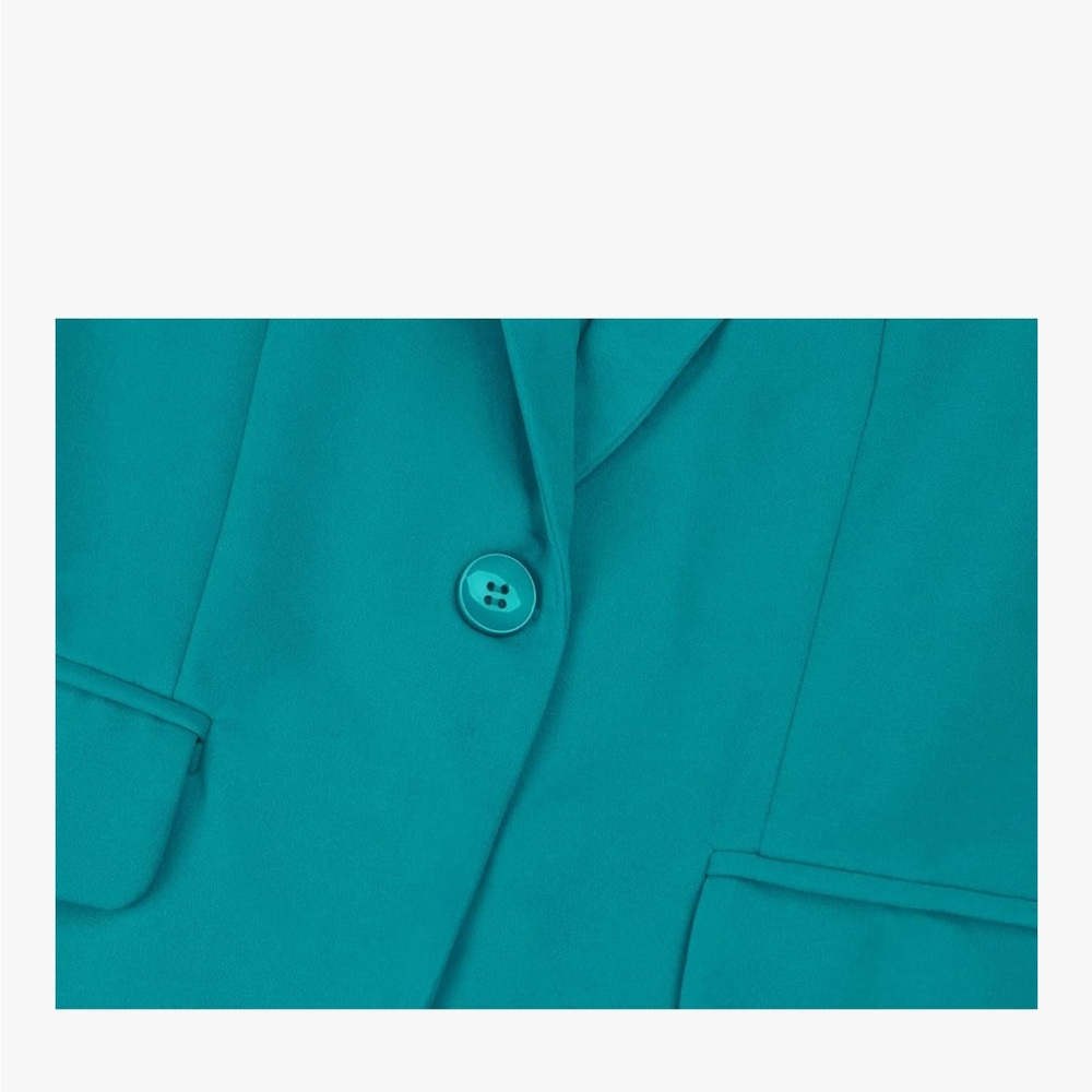 Teal Single-Button Tailored Blazer - Picture 5 of 8